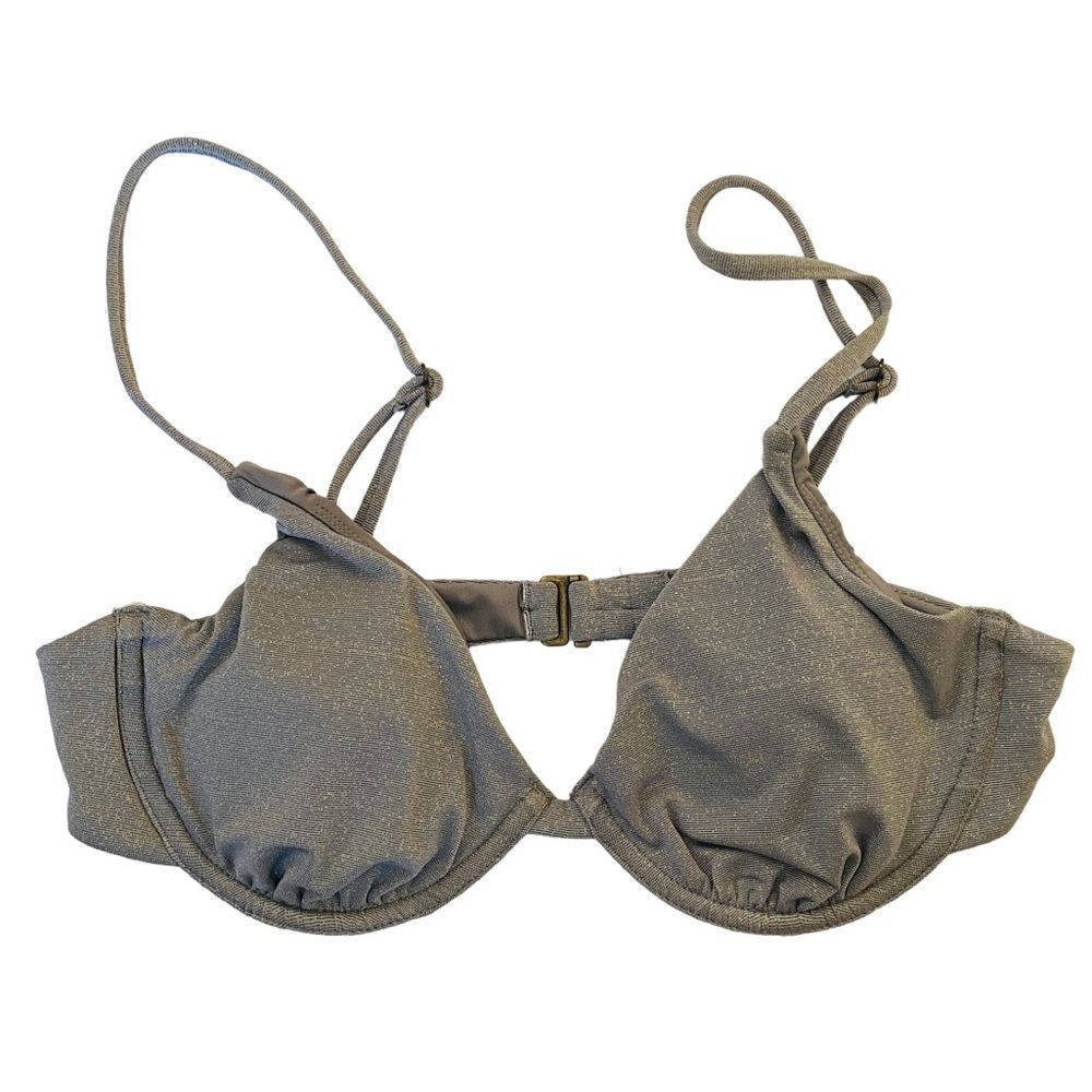 Andie Silver Metallic Underwire Sicily Bikini Top Sz S NWT